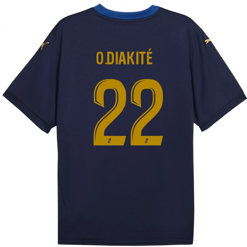 Danxen Enfant Maillot Oumar Diakité #22 Bleu Marine Doré Tenues Extérieur 2024/25 T-Shirt