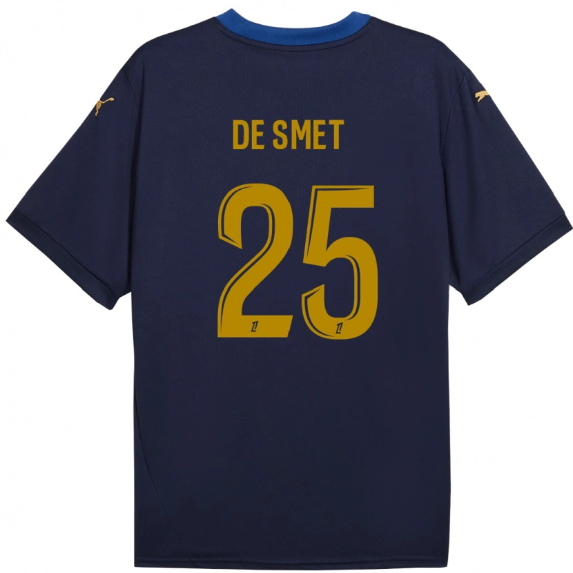 Danxen Enfant Maillot Thibault De Smet #25 Bleu Marine Doré Tenues Extérieur 2024/25 T-Shirt