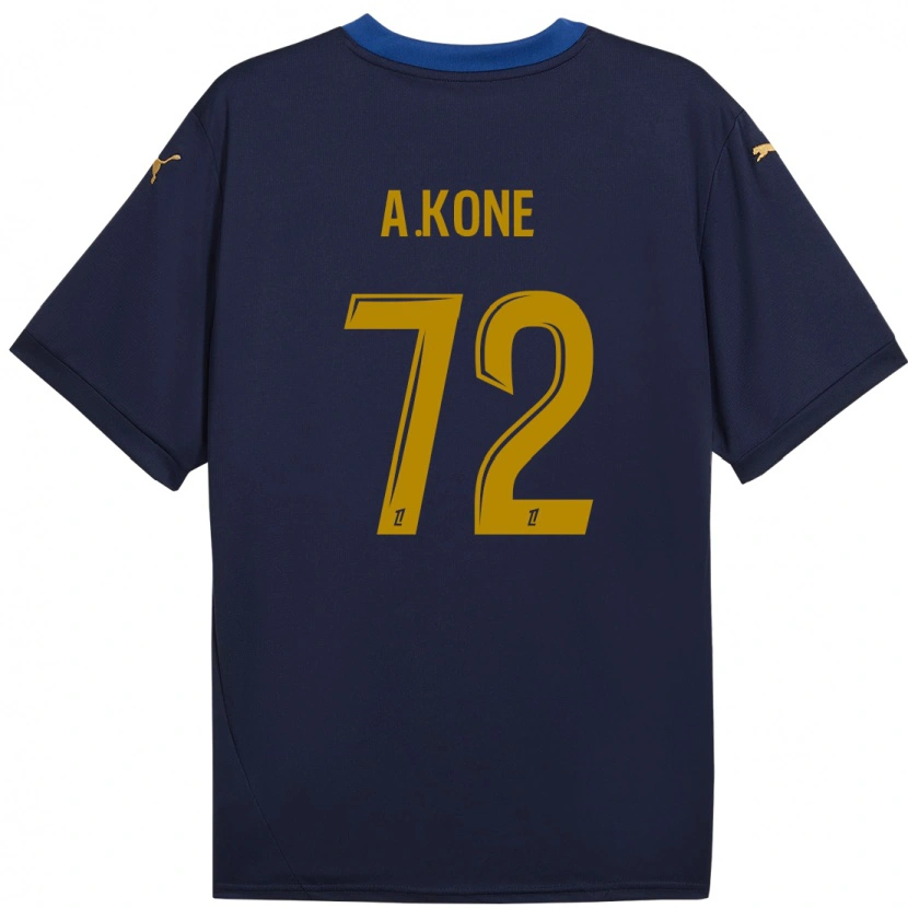 Danxen Enfant Maillot Amadou Koné #72 Bleu Marine Doré Tenues Extérieur 2024/25 T-Shirt