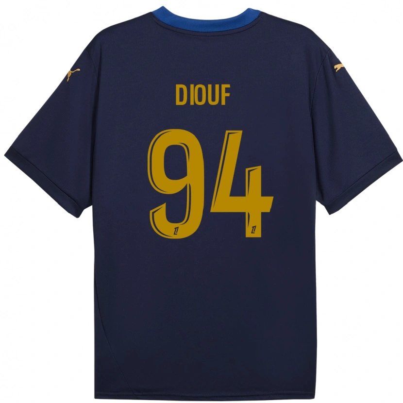 Danxen Enfant Maillot Yehvann Diouf #94 Bleu Marine Doré Tenues Extérieur 2024/25 T-Shirt