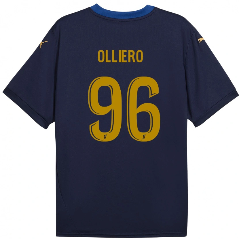 Danxen Enfant Maillot Alexandre Olliero #96 Bleu Marine Doré Tenues Extérieur 2024/25 T-Shirt