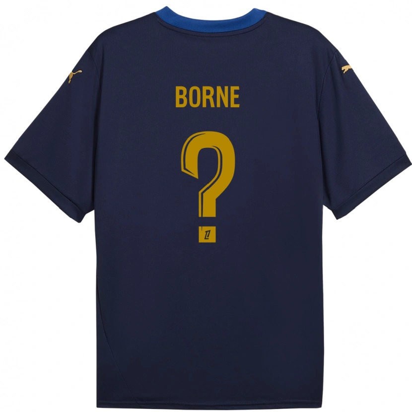 Danxen Enfant Maillot Melvin Borne #0 Bleu Marine Doré Tenues Extérieur 2024/25 T-Shirt