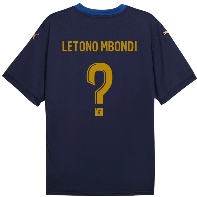 Danxen Enfant Maillot Christ-Emmanuel Letono Mbondi #0 Bleu Marine Doré Tenues Extérieur 2024/25 T-Shirt