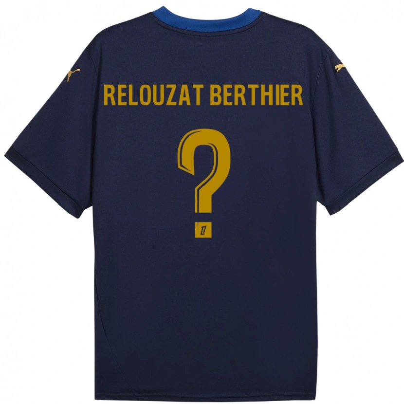 Danxen Enfant Maillot Maxime Relouzat Berthier #0 Bleu Marine Doré Tenues Extérieur 2024/25 T-Shirt