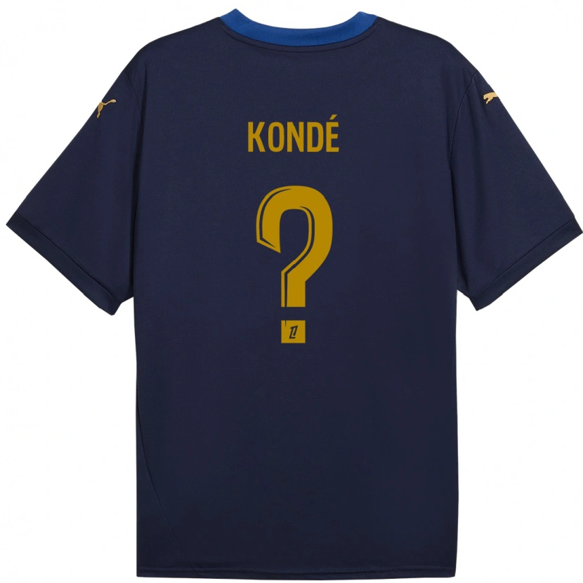 Danxen Enfant Maillot Jean-Charles Kondé #0 Bleu Marine Doré Tenues Extérieur 2024/25 T-Shirt