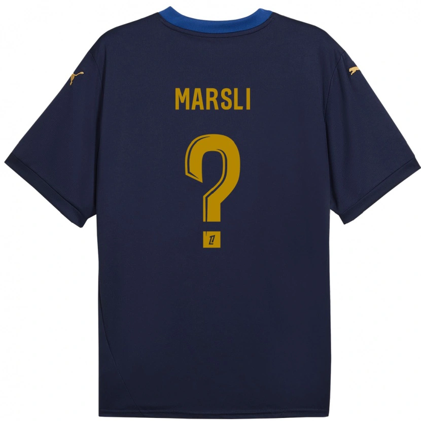 Danxen Enfant Maillot Adam Marsli #0 Bleu Marine Doré Tenues Extérieur 2024/25 T-Shirt