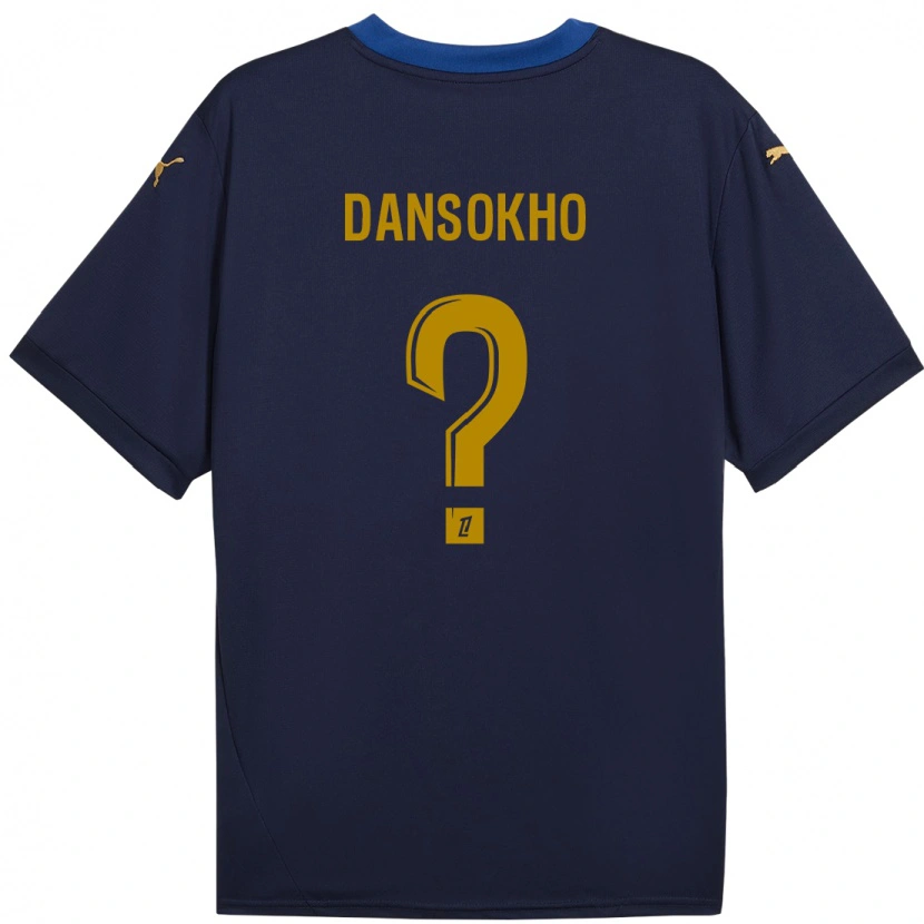 Danxen Enfant Maillot Ansoumana Dansokho #0 Bleu Marine Doré Tenues Extérieur 2024/25 T-Shirt