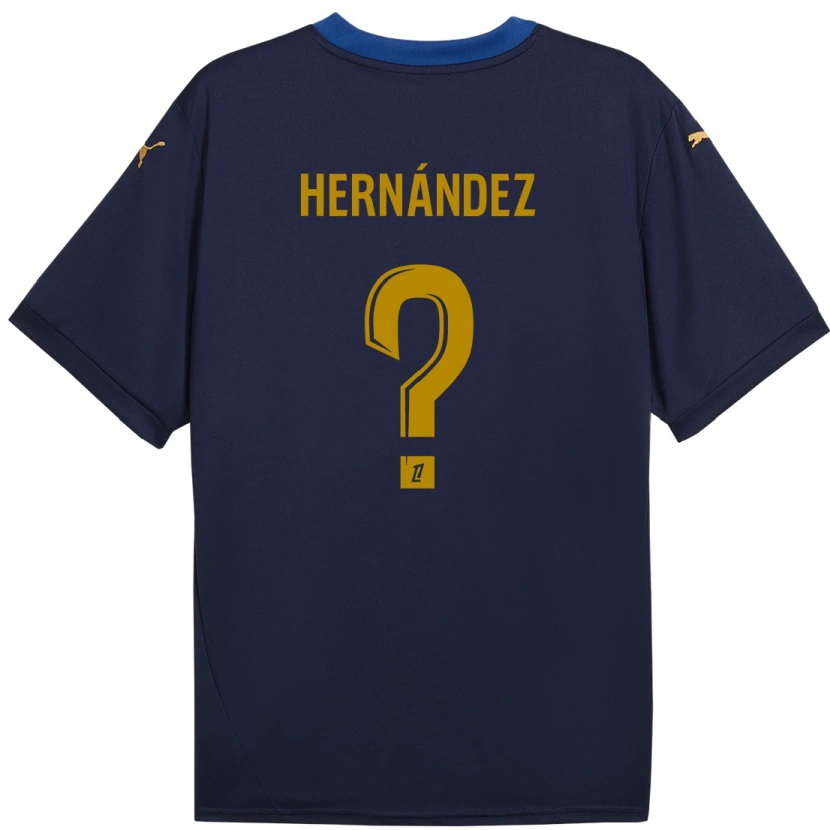 Danxen Enfant Maillot Melvin Hernández #0 Bleu Marine Doré Tenues Extérieur 2024/25 T-Shirt