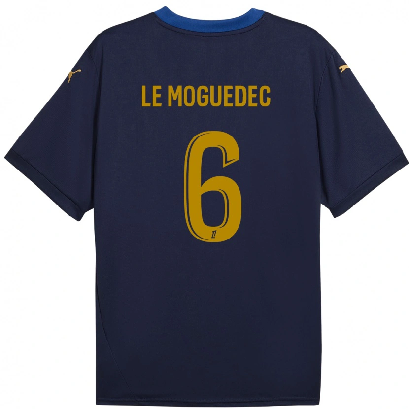 Danxen Enfant Maillot Anaële Le Moguédec #6 Bleu Marine Doré Tenues Extérieur 2024/25 T-Shirt