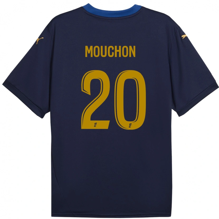 Danxen Enfant Maillot Noémie Mouchon #20 Bleu Marine Doré Tenues Extérieur 2024/25 T-Shirt