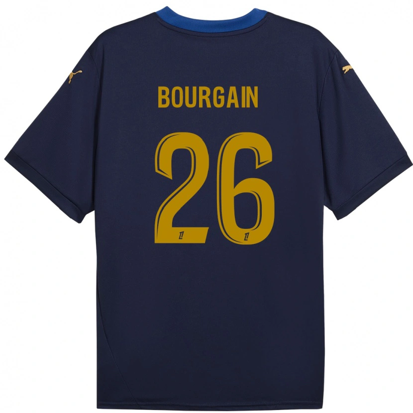 Danxen Enfant Maillot Léa Bourgain #26 Bleu Marine Doré Tenues Extérieur 2024/25 T-Shirt