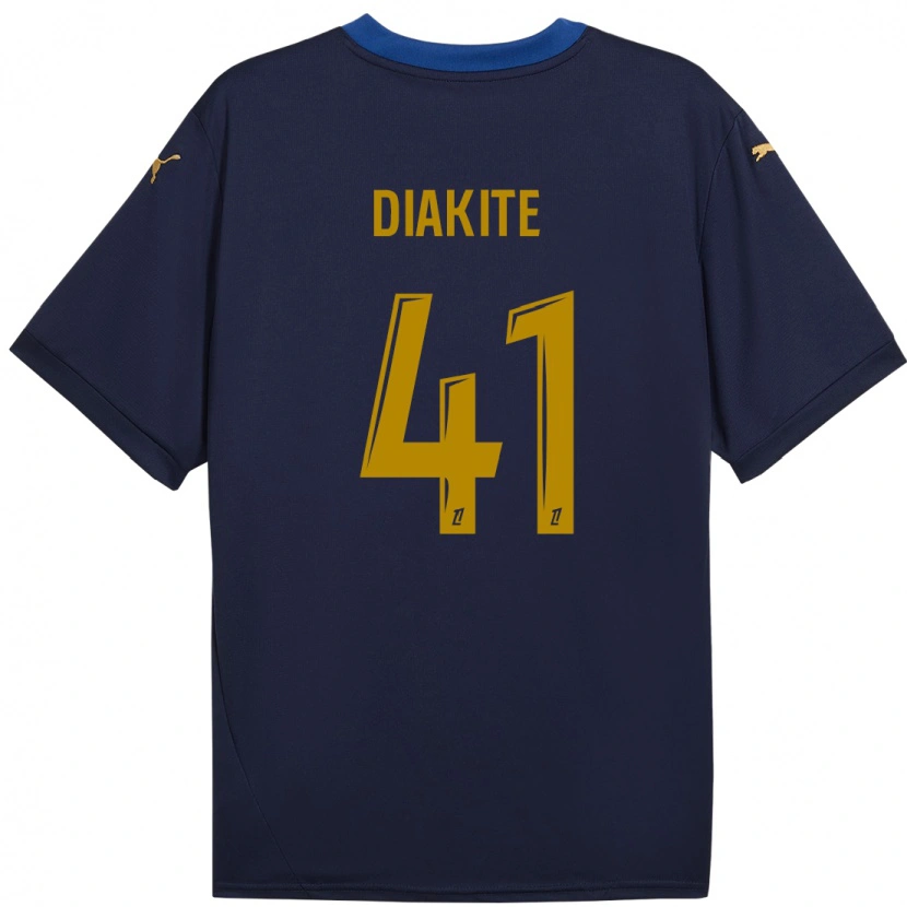 Danxen Enfant Maillot Ibrahim Diakité #41 Bleu Marine Doré Tenues Extérieur 2024/25 T-Shirt