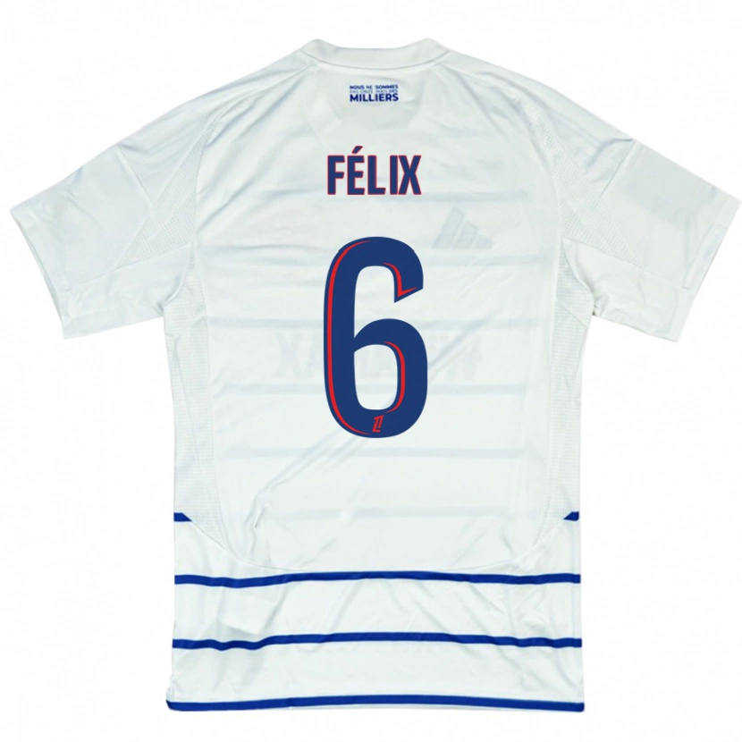 Danxen Enfant Maillot Félix Lemaréchal #6 Blanc Bleu Tenues Extérieur 2024/25 T-Shirt