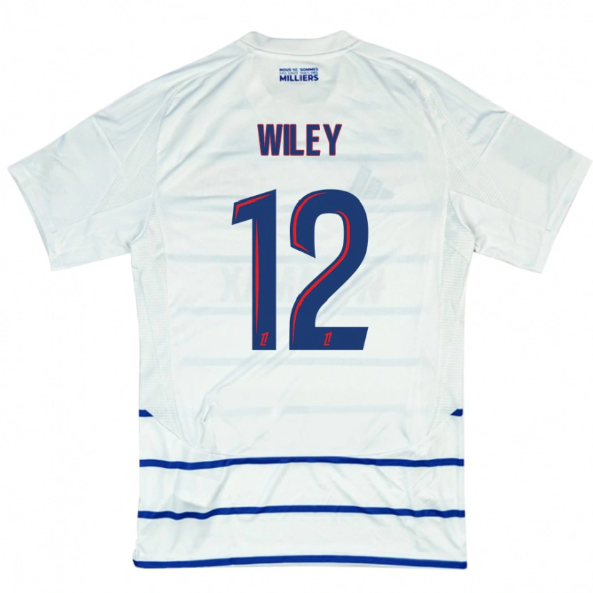 Danxen Enfant Maillot Caleb Wiley #12 Blanc Bleu Tenues Extérieur 2024/25 T-Shirt