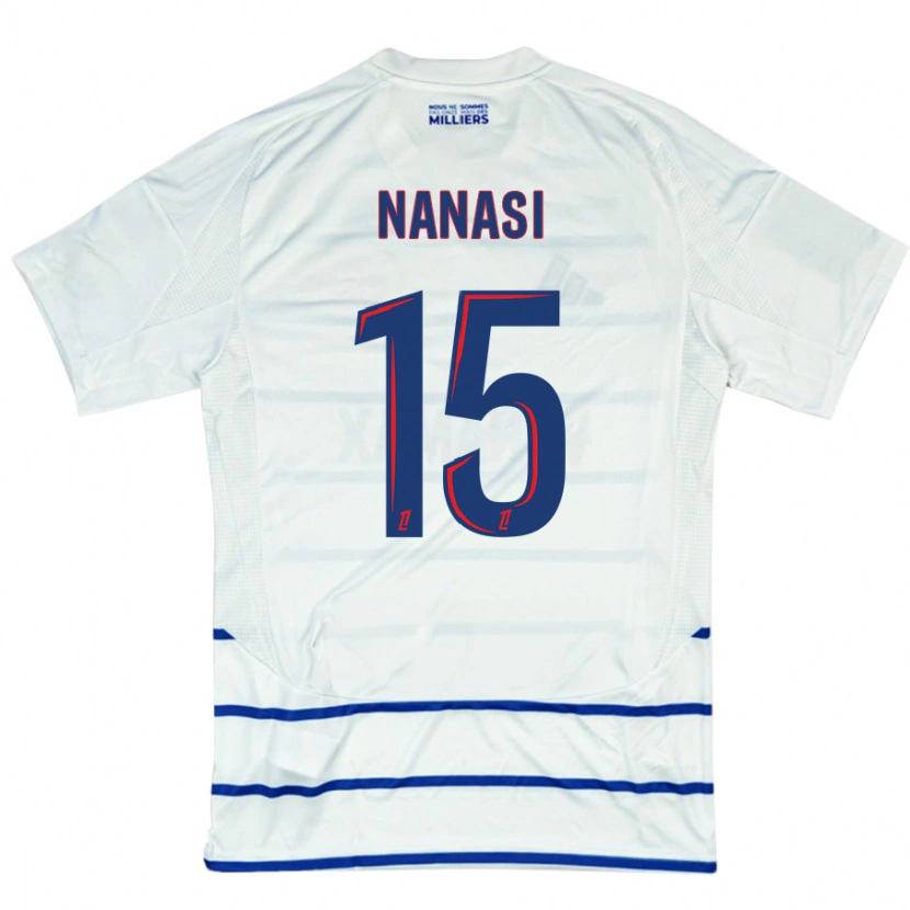 Danxen Enfant Maillot Sebastian Nanasi #15 Blanc Bleu Tenues Extérieur 2024/25 T-Shirt