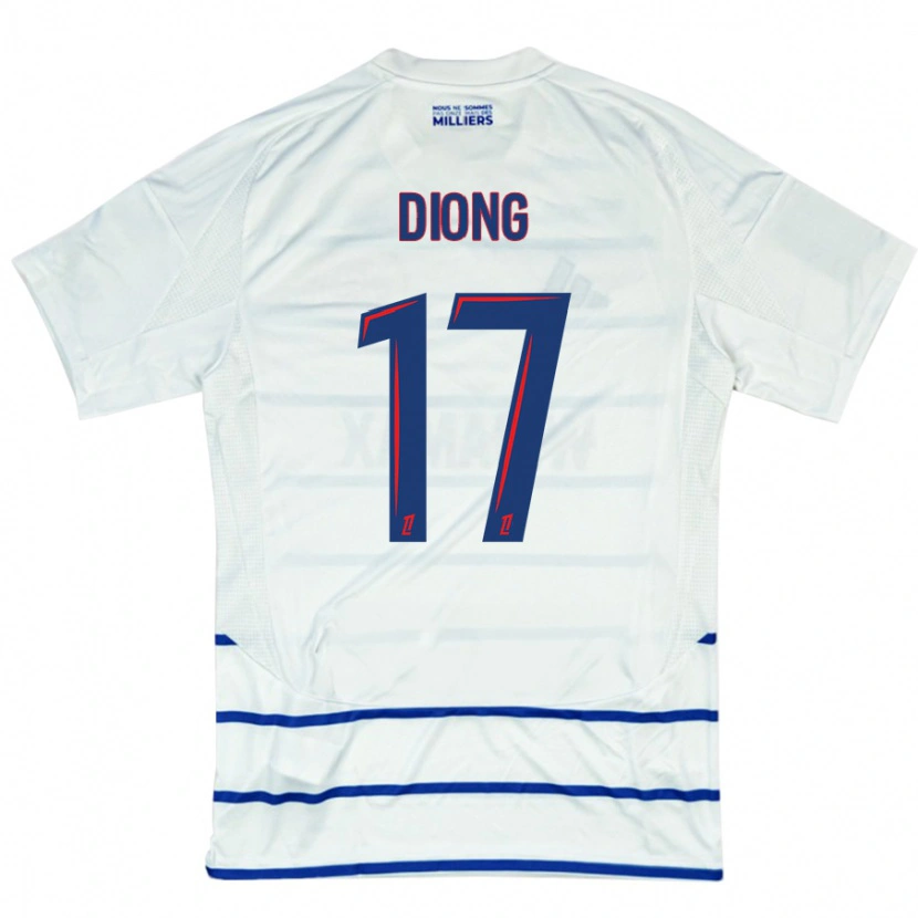 Danxen Enfant Maillot Pape Diong #17 Blanc Bleu Tenues Extérieur 2024/25 T-Shirt