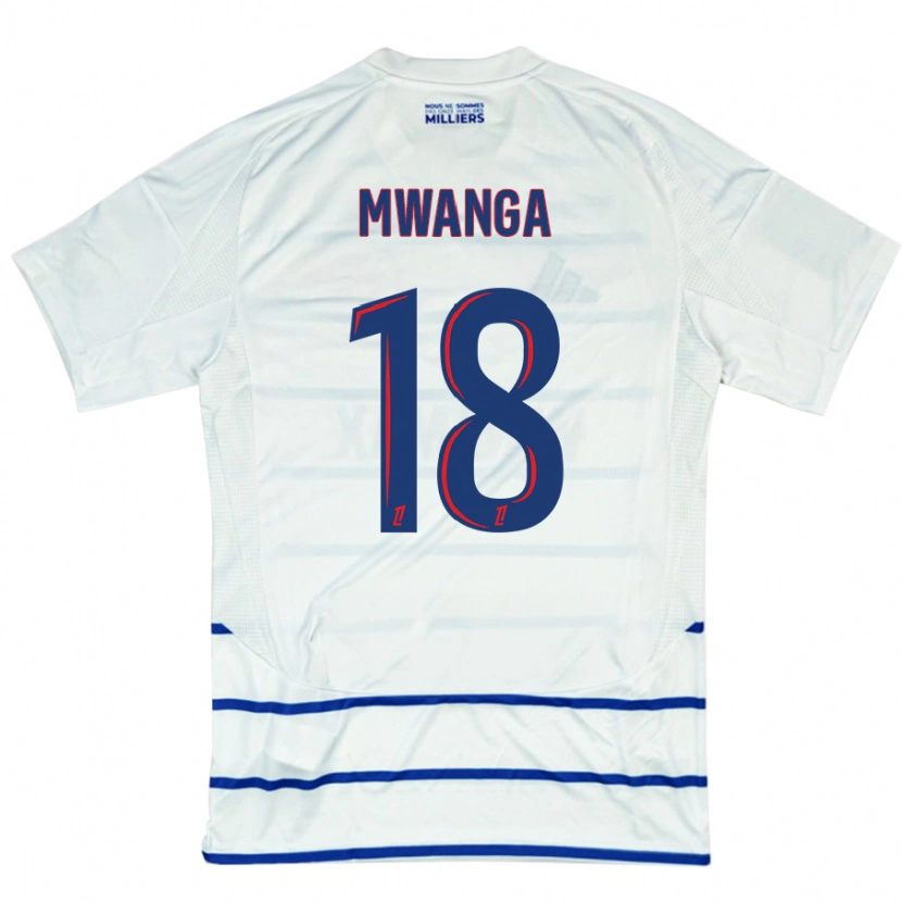 Danxen Enfant Maillot Junior Mwanga #18 Blanc Bleu Tenues Extérieur 2024/25 T-Shirt