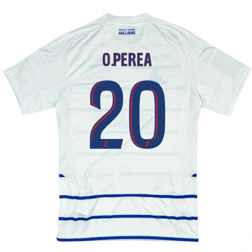 Danxen Enfant Maillot Óscar Perea #20 Blanc Bleu Tenues Extérieur 2024/25 T-Shirt