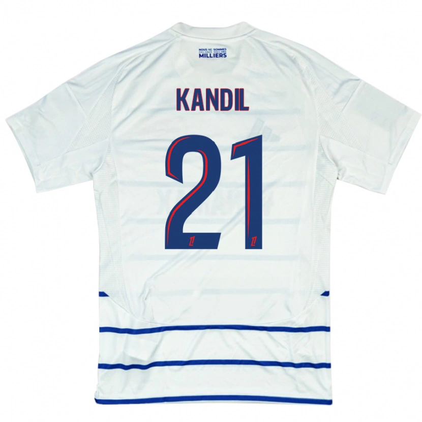 Danxen Enfant Maillot Nordine Kandil #21 Blanc Bleu Tenues Extérieur 2024/25 T-Shirt