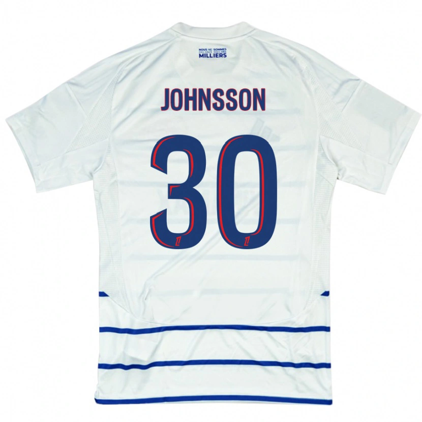 Danxen Enfant Maillot Karl-Johan Johnsson #30 Blanc Bleu Tenues Extérieur 2024/25 T-Shirt