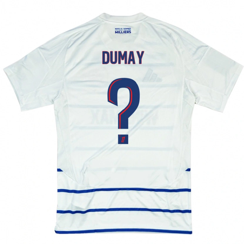 Danxen Enfant Maillot Yoann Dumay #0 Blanc Bleu Tenues Extérieur 2024/25 T-Shirt