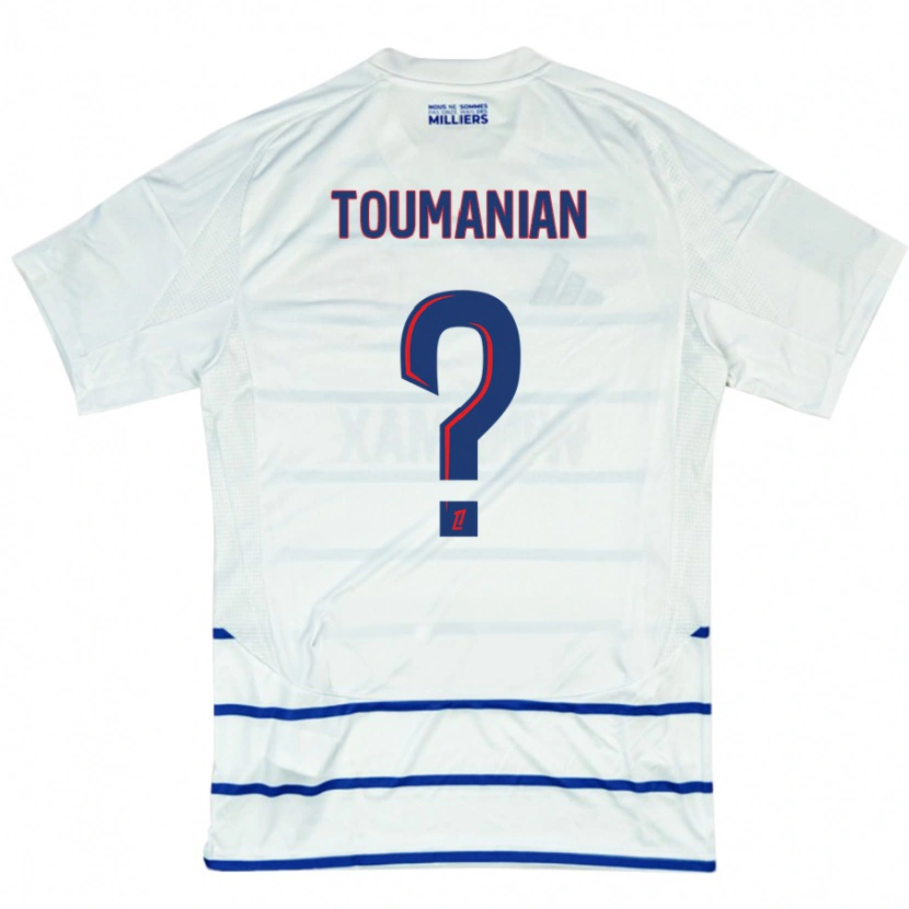 Danxen Enfant Maillot Anthony Toumanian #0 Blanc Bleu Tenues Extérieur 2024/25 T-Shirt