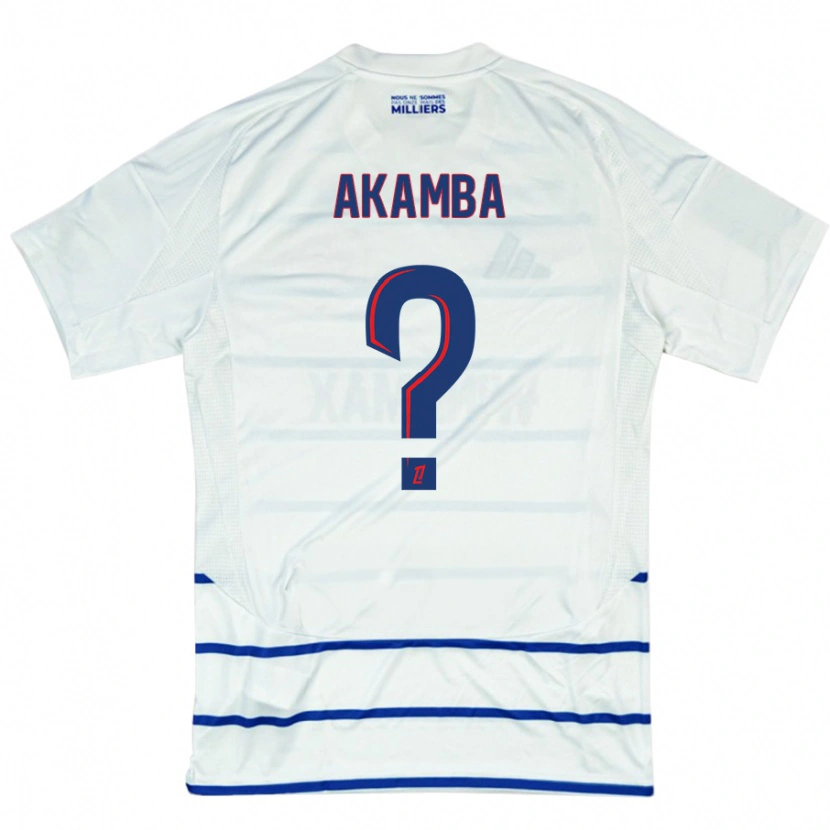 Danxen Enfant Maillot Fred Akamba #0 Blanc Bleu Tenues Extérieur 2024/25 T-Shirt