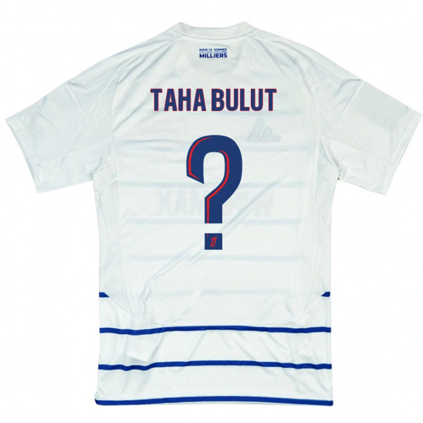 Danxen Enfant Maillot Yunus Taha Bulut #0 Blanc Bleu Tenues Extérieur 2024/25 T-Shirt