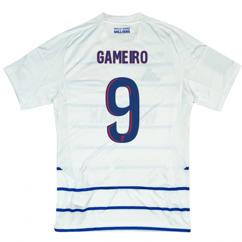 Danxen Enfant Maillot Kévin Gameiro #9 Blanc Bleu Tenues Extérieur 2024/25 T-Shirt