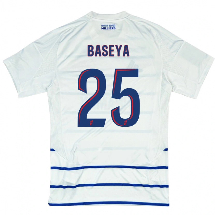 Danxen Enfant Maillot Steven Baseya #25 Blanc Bleu Tenues Extérieur 2024/25 T-Shirt