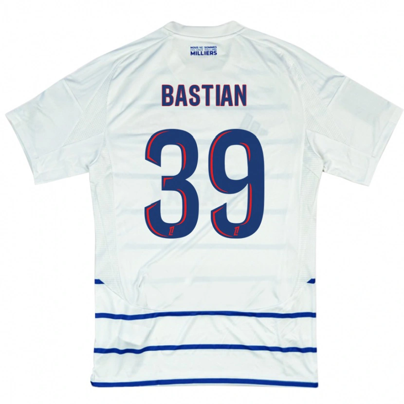 Danxen Enfant Maillot Maxime Bastian #39 Blanc Bleu Tenues Extérieur 2024/25 T-Shirt