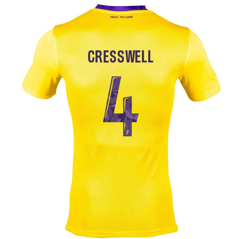 Danxen Enfant Maillot Charlie Cresswell #4 Jaune Violet Tenues Extérieur 2024/25 T-Shirt