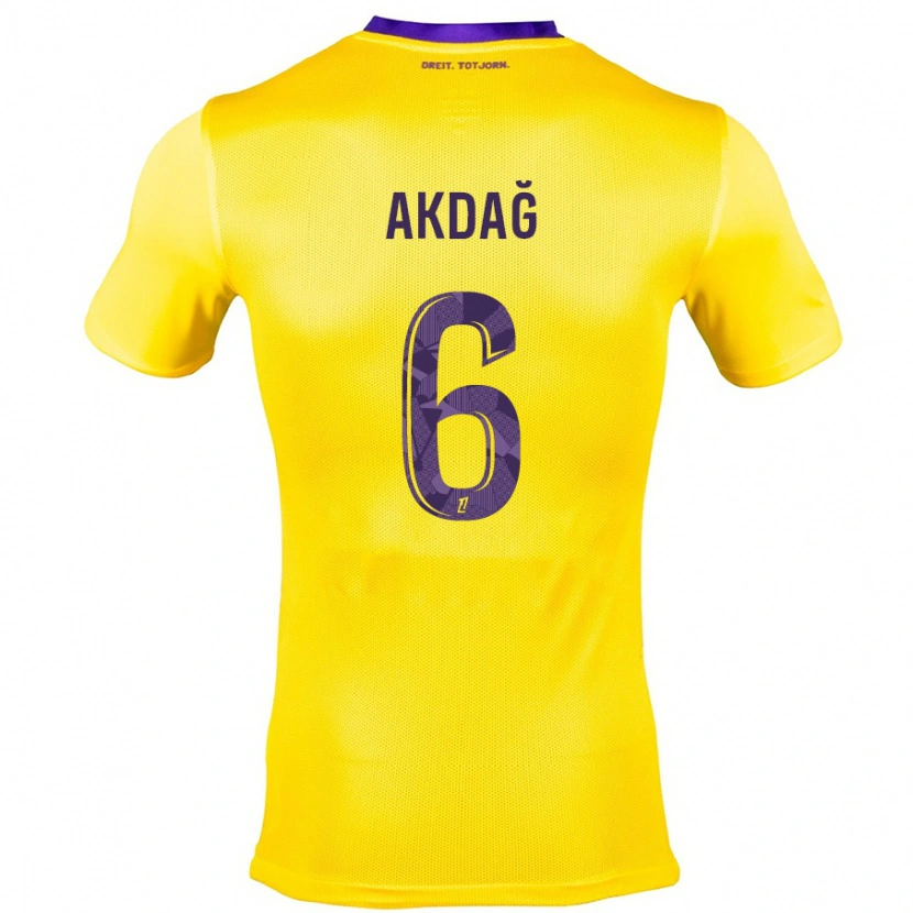 Danxen Enfant Maillot Ümit Akdağ #6 Jaune Violet Tenues Extérieur 2024/25 T-Shirt