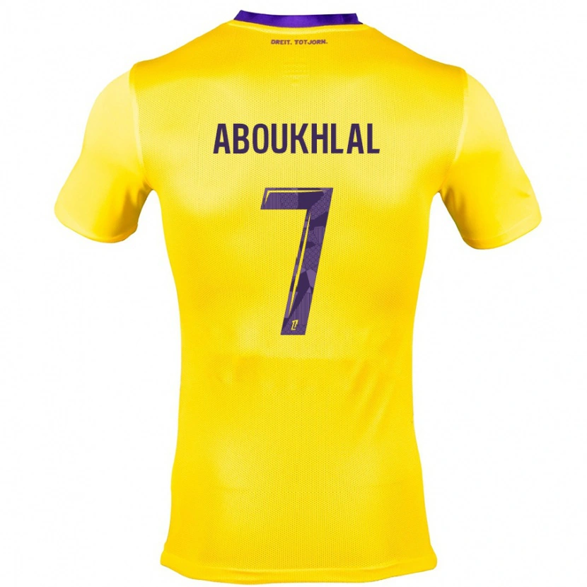 Danxen Enfant Maillot Zakaria Aboukhlal #7 Jaune Violet Tenues Extérieur 2024/25 T-Shirt