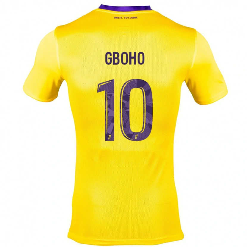 Danxen Enfant Maillot Yann Gboho #10 Jaune Violet Tenues Extérieur 2024/25 T-Shirt