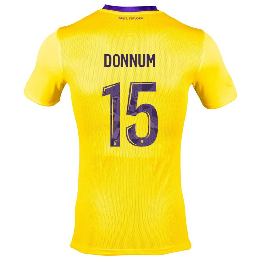 Danxen Enfant Maillot Aron Dønnum #15 Jaune Violet Tenues Extérieur 2024/25 T-Shirt