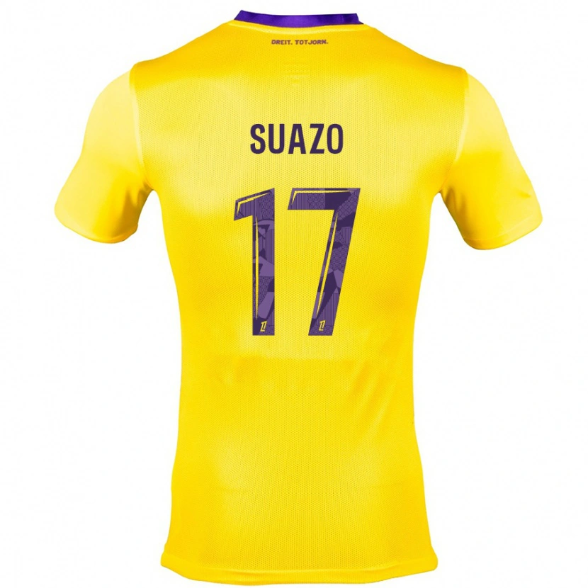 Danxen Enfant Maillot Gabriel Suazo #17 Jaune Violet Tenues Extérieur 2024/25 T-Shirt