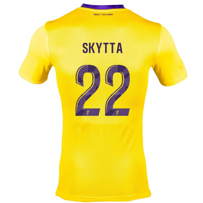 Danxen Enfant Maillot Naatan Skyttä #22 Jaune Violet Tenues Extérieur 2024/25 T-Shirt