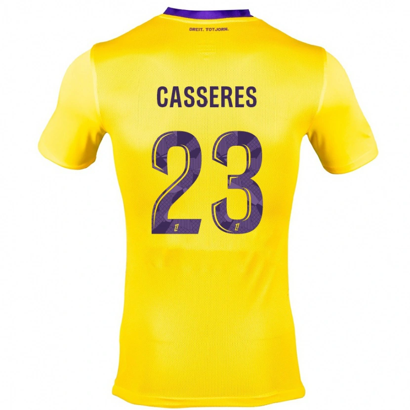 Danxen Enfant Maillot Cristian Cásseres Jr. #23 Jaune Violet Tenues Extérieur 2024/25 T-Shirt