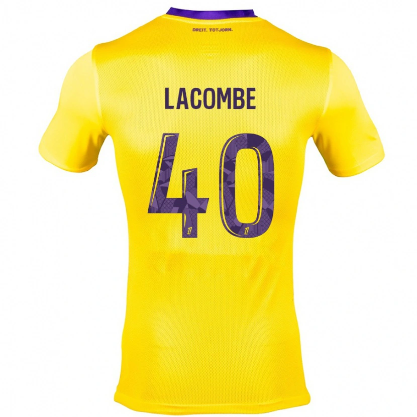 Danxen Enfant Maillot Justin Lacombe #40 Jaune Violet Tenues Extérieur 2024/25 T-Shirt