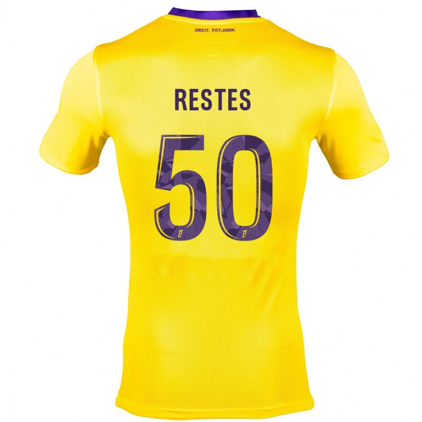 Danxen Enfant Maillot Guillaume Restes #50 Jaune Violet Tenues Extérieur 2024/25 T-Shirt