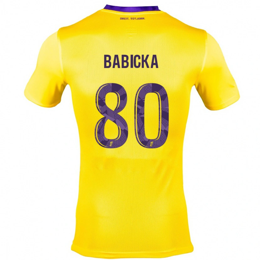 Danxen Enfant Maillot Shavy Babicka #80 Jaune Violet Tenues Extérieur 2024/25 T-Shirt