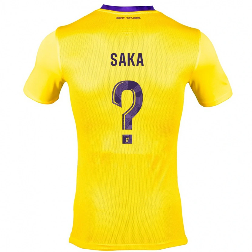 Danxen Enfant Maillot Mathis Saka #0 Jaune Violet Tenues Extérieur 2024/25 T-Shirt