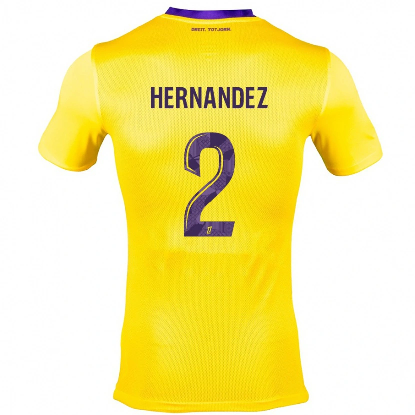 Danxen Enfant Maillot Lucie Hernandez #2 Jaune Violet Tenues Extérieur 2024/25 T-Shirt