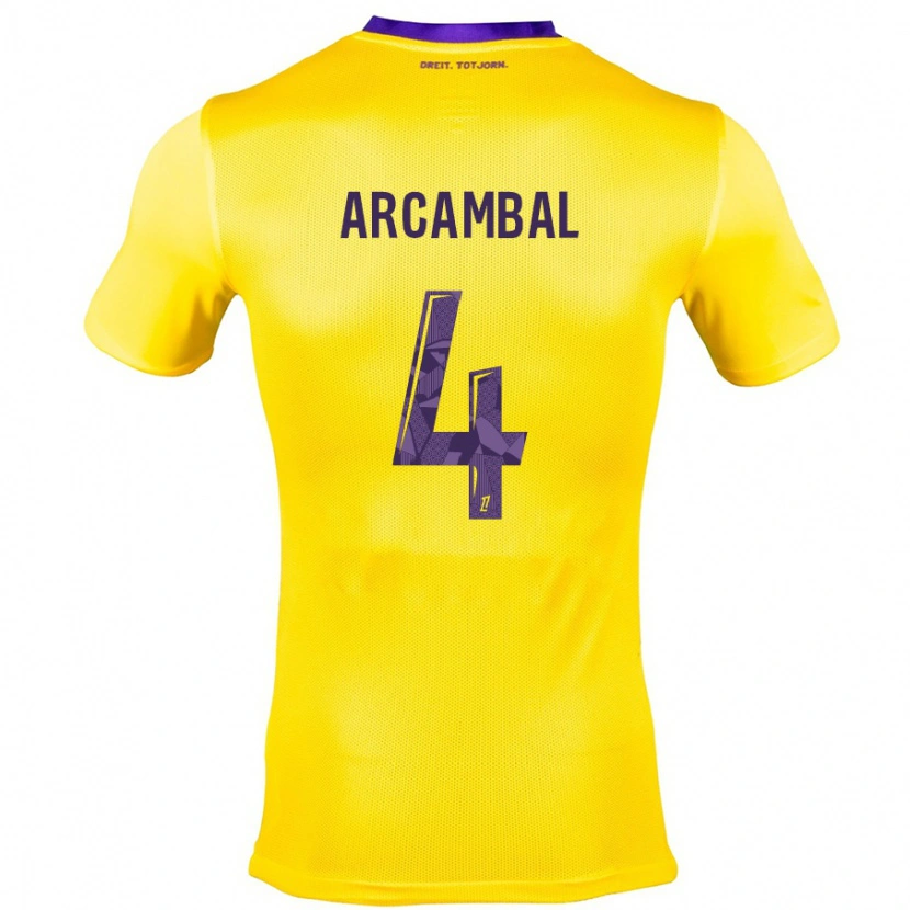 Danxen Enfant Maillot Anais Arcambal #4 Jaune Violet Tenues Extérieur 2024/25 T-Shirt