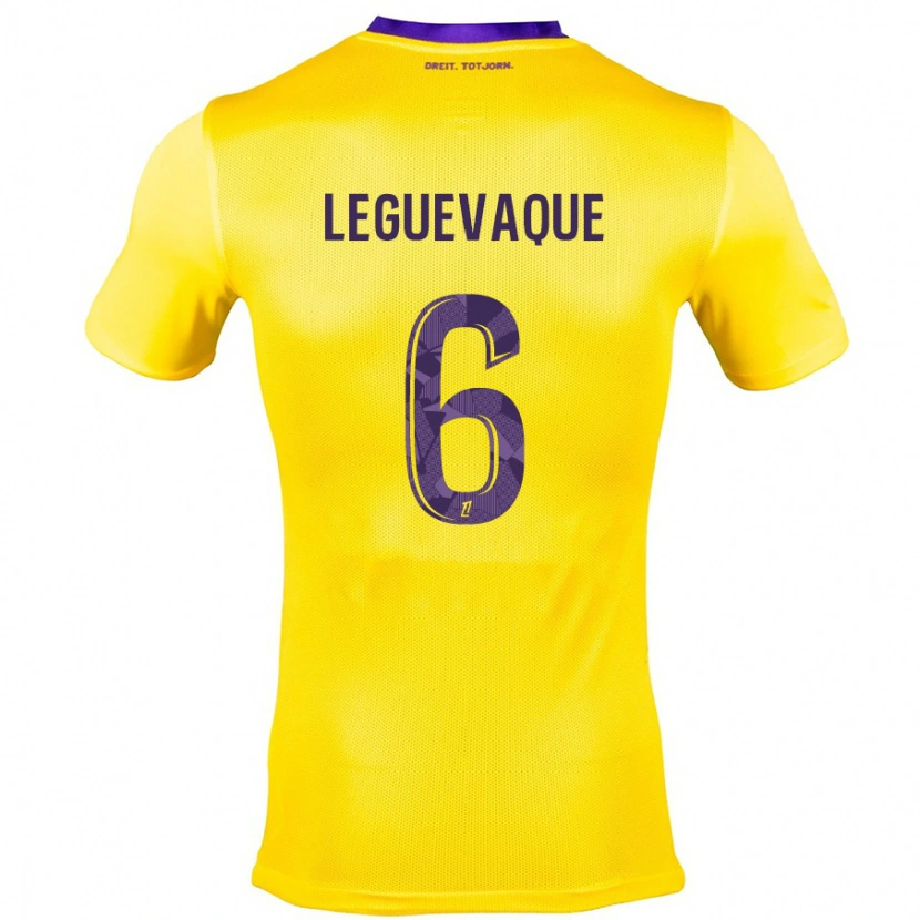 Danxen Enfant Maillot Laurie Leguevaque #6 Jaune Violet Tenues Extérieur 2024/25 T-Shirt