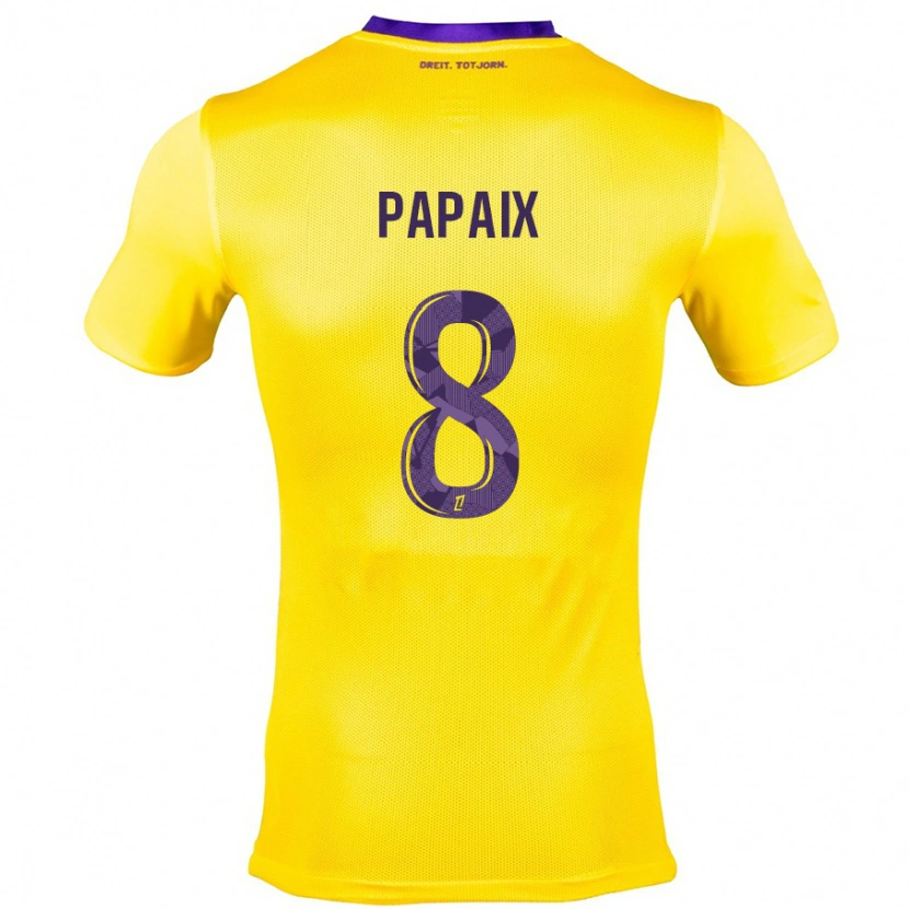 Danxen Enfant Maillot Pauline Papaix #8 Jaune Violet Tenues Extérieur 2024/25 T-Shirt