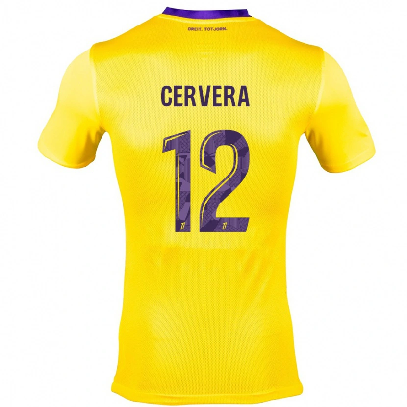 Danxen Enfant Maillot Laurianne Cervera #12 Jaune Violet Tenues Extérieur 2024/25 T-Shirt