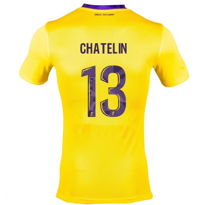 Danxen Enfant Maillot Delphin Chatelin #13 Jaune Violet Tenues Extérieur 2024/25 T-Shirt