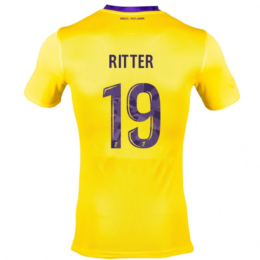 Danxen Enfant Maillot Morgane Ritter #19 Jaune Violet Tenues Extérieur 2024/25 T-Shirt